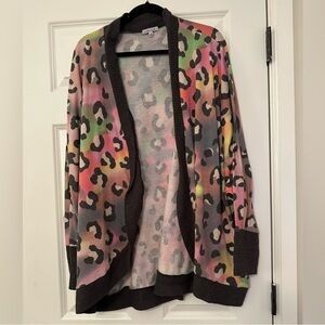 White Birch Multicolor Leopard Print Cardigan
